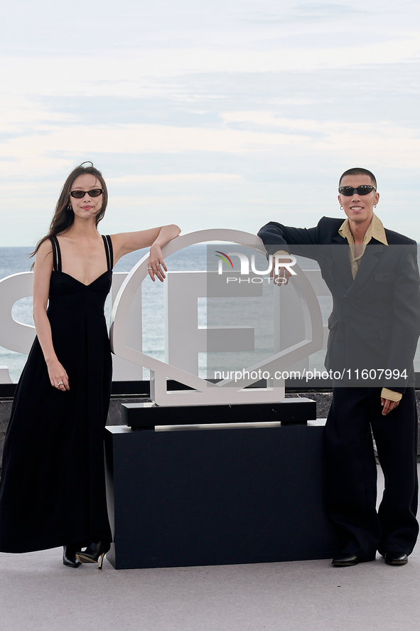 Xin You, Ni Ni, You Zhou, and Fan Liao attend the photocall of ''Bound in Heaven'' during the 72nd San Sebastian International Film Festival...