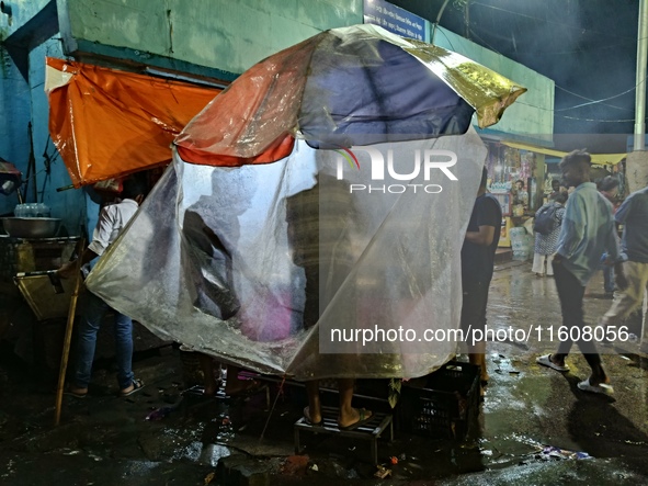 Heavy monsoon rains occur in Kolkata, West Bengal, India, on September 25, 2024. 