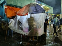 Heavy monsoon rains occur in Kolkata, West Bengal, India, on September 25, 2024. (