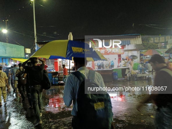 Heavy monsoon rains occur in Kolkata, West Bengal, India, on September 25, 2024. 