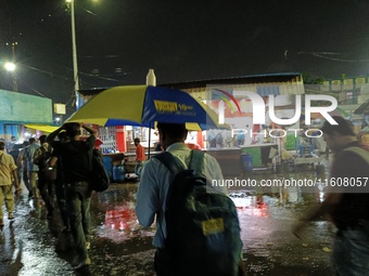 Heavy monsoon rains occur in Kolkata, West Bengal, India, on September 25, 2024. (