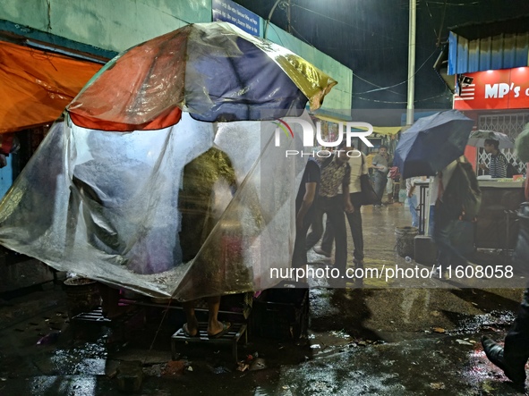 Heavy monsoon rains occur in Kolkata, West Bengal, India, on September 25, 2024. 