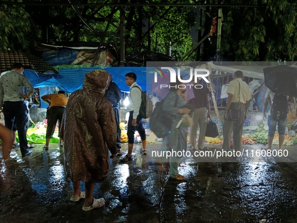 Heavy monsoon rains occur in Kolkata, West Bengal, India, on September 25, 2024. 