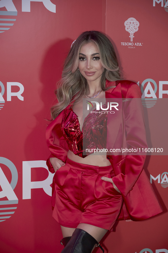 Singer Marla Solis poses during the red carpet of the launch of her musical career at Foro Total Play in Mexico City, Mexico, on September 2...