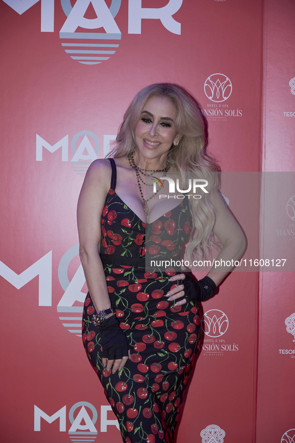 Cristy Solis poses during the red carpet of the launch of Marla Solis's musical career at Foro Total Play in Mexico City, Mexico, on Septemb...