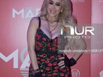 Cristy Solis poses during the red carpet of the launch of Marla Solis's musical career at Foro Total Play in Mexico City, Mexico, on Septemb...