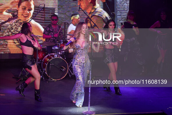 Singer Marla Solis performs on stage during the launch of her musical career at Foro Total Play in Mexico City, Mexico, on September 24, 202...