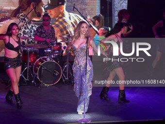 Singer Marla Solis performs on stage during the launch of her musical career at Foro Total Play in Mexico City, Mexico, on September 24, 202...