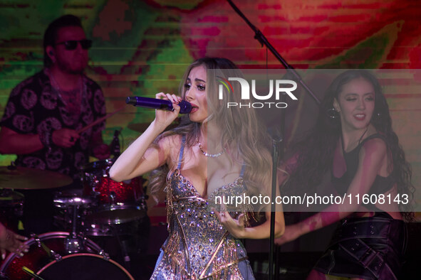 Singer Marla Solis performs on stage during the launch of her musical career at Foro Total Play in Mexico City, Mexico, on September 24, 202...