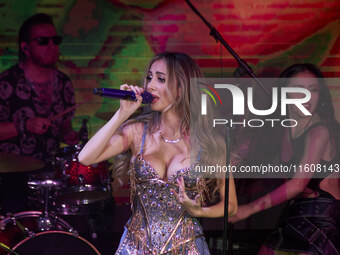 Singer Marla Solis performs on stage during the launch of her musical career at Foro Total Play in Mexico City, Mexico, on September 24, 202...