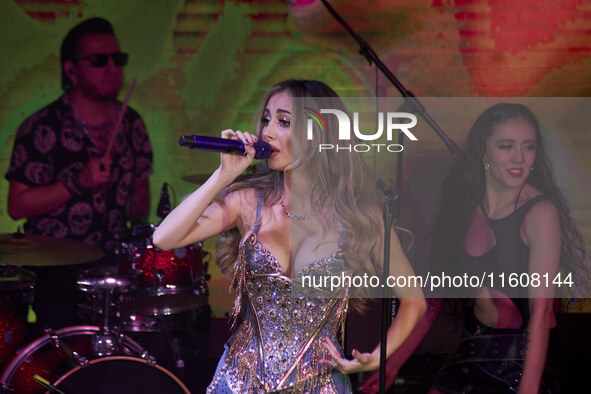 Singer Marla Solis performs on stage during the launch of her musical career at Foro Total Play in Mexico City, Mexico, on September 24, 202...