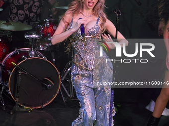 Singer Marla Solis performs on stage during the launch of her musical career at Foro Total Play in Mexico City, Mexico, on September 24, 202...