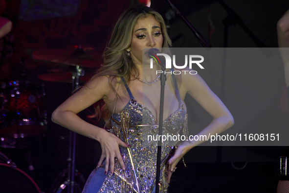 Singer Marla Solis performs on stage during the launch of her musical career at Foro Total Play in Mexico City, Mexico, on September 24, 202...