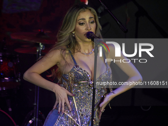 Singer Marla Solis performs on stage during the launch of her musical career at Foro Total Play in Mexico City, Mexico, on September 24, 202...