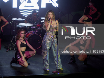 Singer Marla Solis performs on stage during the launch of her musical career at Foro Total Play in Mexico City, Mexico, on September 24, 202...