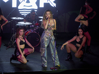 Singer Marla Solis performs on stage during the launch of her musical career at Foro Total Play in Mexico City, Mexico, on September 24, 202...