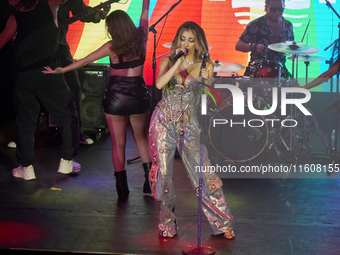 Singer Marla Solis performs on stage during the launch of her musical career at Foro Total Play in Mexico City, Mexico, on September 24, 202...