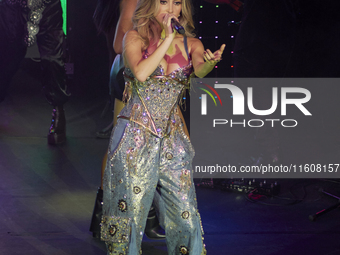 Singer Marla Solis performs on stage during the launch of her musical career at Foro Total Play in Mexico City, Mexico, on September 24, 202...