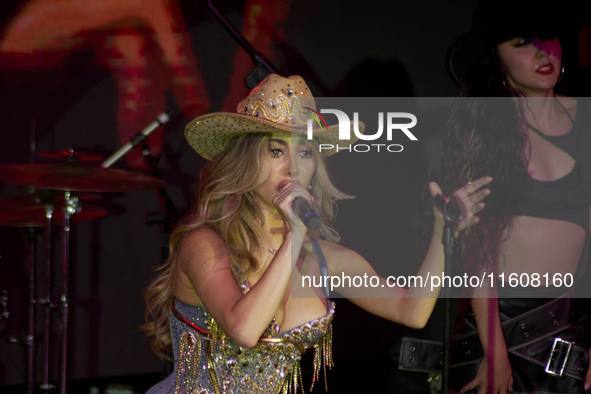 Singer Marla Solis performs on stage during the launch of her musical career at Foro Total Play in Mexico City, Mexico, on September 24, 202...