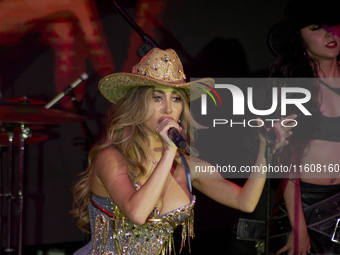 Singer Marla Solis performs on stage during the launch of her musical career at Foro Total Play in Mexico City, Mexico, on September 24, 202...