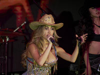 Singer Marla Solis performs on stage during the launch of her musical career at Foro Total Play in Mexico City, Mexico, on September 24, 202...