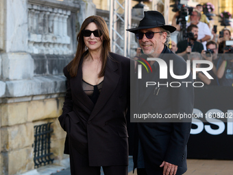 Monica Bellucci and Tim Burton arrive at the Maria Cristina Hotel during the 72nd San Sebastian International Film Festival in San Sebastian...