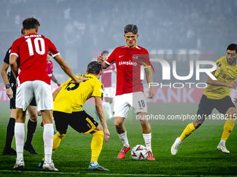 AZ Alkmaar defender David Moller Wolfe plays during the match AZ - Elfsborg at the AZ Stadium for the UEFA Europa League - League phase - Ma...