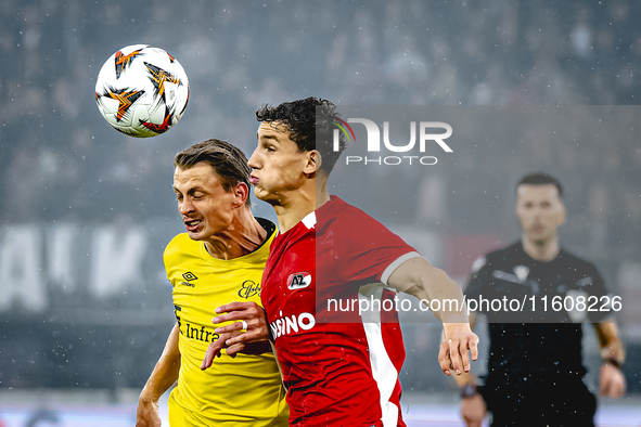 Elfsborg midfielder Simon Hedlund and AZ Alkmaar forward Ruben van Bommel during the match AZ vs. Elfsborg at the AZ Stadium for the UEFA Eu...