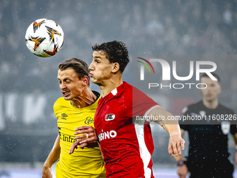 Elfsborg midfielder Simon Hedlund and AZ Alkmaar forward Ruben van Bommel during the match AZ vs. Elfsborg at the AZ Stadium for the UEFA Eu...