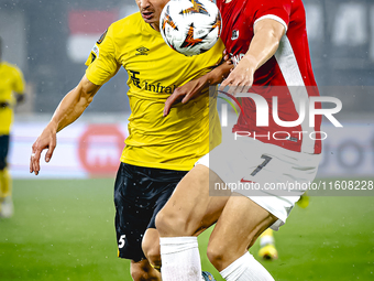 Elfsborg midfielder Simon Hedlund and AZ Alkmaar forward Ruben van Bommel during the match AZ vs. Elfsborg at the AZ Stadium for the UEFA Eu...