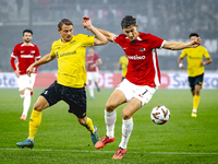 Elfsborg midfielder Simon Hedlund and AZ Alkmaar forward Ruben van Bommel during the match AZ vs. Elfsborg at the AZ Stadium for the UEFA Eu...