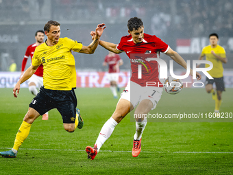 Elfsborg midfielder Simon Hedlund and AZ Alkmaar forward Ruben van Bommel during the match AZ vs. Elfsborg at the AZ Stadium for the UEFA Eu...