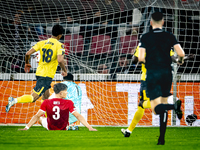 Elfsborg midfielder Ahmed Qasem scores, but it is offside during the match AZ vs. Elfsborg at the AZ Stadium for the UEFA Europa League - Le...