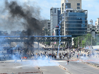 Students clash with the police during an ongoing anti-quota protest in Dhaka, Bangladesh, on July 19, 2024. Police in Bangladesh's capital b...