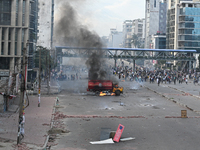 Students clash with the police during an ongoing anti-quota protest in Dhaka, Bangladesh, on July 19, 2024. Police in Bangladesh's capital b...