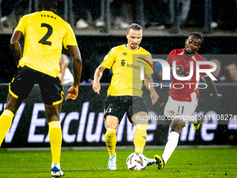 Elfsborg defender Niklas Hult and AZ Alkmaar forward Ibrahim Sadiq during the match between AZ and Elfsborg at the AZ Stadium for the UEFA E...