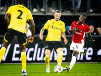 Elfsborg defender Niklas Hult and AZ Alkmaar forward Ibrahim Sadiq during the match between AZ and Elfsborg at the AZ Stadium for the UEFA E...