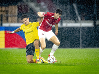 Elfsborg midfielder Besfort Zenelli and AZ Alkmaar forward Ruben van Bommel during the match AZ vs. Elfsborg at the AZ Stadium for the UEFA...