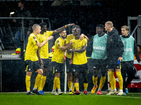 Elfsborg midfielder Timothy Noor Ouma scores the 0-1 and celebrates the goal during the match AZ vs. Elfsborg at the AZ Stadium for the UEFA...