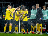 Elfsborg midfielder Timothy Noor Ouma scores the 0-1 and celebrates the goal during the match AZ vs. Elfsborg at the AZ Stadium for the UEFA...