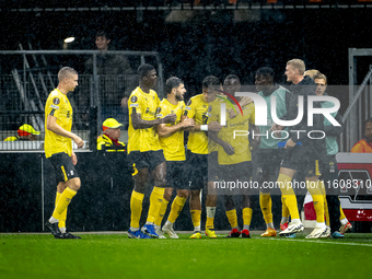 Elfsborg midfielder Timothy Noor Ouma scores the 0-1 and celebrates the goal during the match AZ vs. Elfsborg at the AZ Stadium for the UEFA...