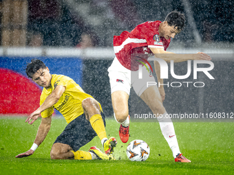 Elfsborg midfielder Besfort Zenelli and AZ Alkmaar forward Ruben van Bommel during the match AZ vs. Elfsborg at the AZ Stadium for the UEFA...