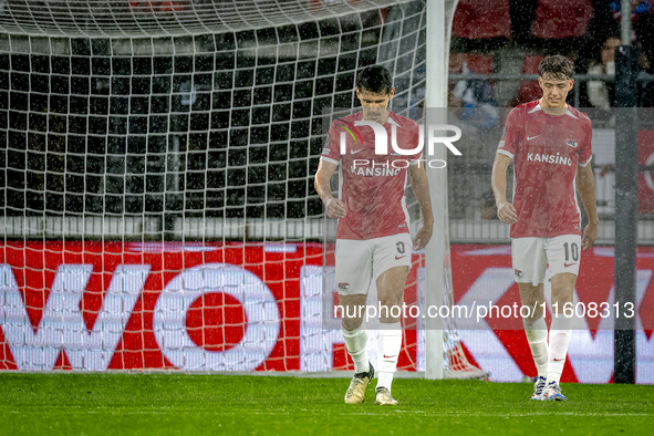 AZ Alkmaar forward Troy Parrot and AZ Alkmaar midfielder Sven Mijnans during the match between AZ Alkmaar and Elfsborg at the AZ Stadium for...