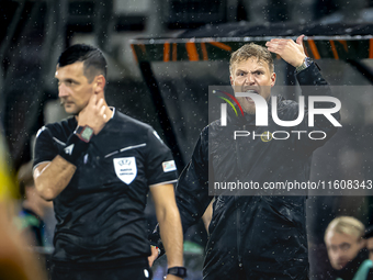 Elfsborg trainer Oscar Hiljemark during the match AZ vs. Elfsborg at the AZ Stadium for the UEFA Europa League - League phase - Matchday 1 s...