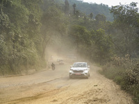 Due to the expansion of Prithvi Highway, passengers suffer from dust pollution while traveling on Prithvi Highway in Dhading, Nepal, on Sept...