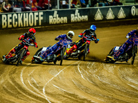 Daniel Bewley and Szymon Wozniak participate in a PGE Speedway Ekstraliga game between Sparta Wroclaw and Stal Gorzow Wielkopolski in Wrocla...