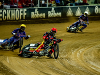 Daniel Bewley and Anders Thomsen participate in a PGE Speedway Ekstraliga game between Sparta Wroclaw and Stal Gorzow Wielkopolski in Wrocla...