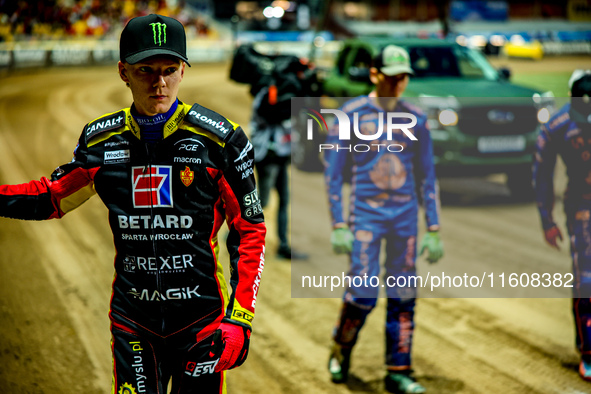 Daniel Bewley participates in a PGE Speedway Ekstraliga game between Sparta Wroclaw and Stal Gorzow Wielkopolski in Wroclaw, Poland, on Sept...