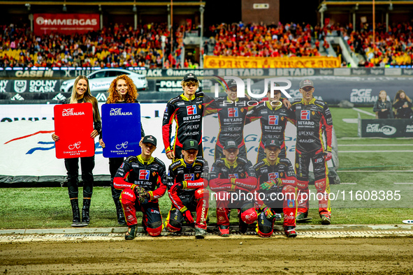 The Sparta team participates in a PGE Speedway Ekstraliga game between Sparta Wroclaw and Stal Gorzow Wielkopolski in Wroclaw, Poland, on Se...