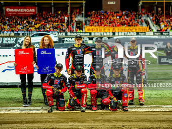 The Sparta team participates in a PGE Speedway Ekstraliga game between Sparta Wroclaw and Stal Gorzow Wielkopolski in Wroclaw, Poland, on Se...